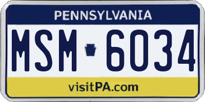 PA license plate MSM6034