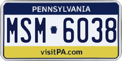 PA license plate MSM6038