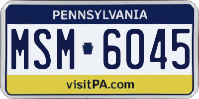 PA license plate MSM6045