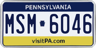 PA license plate MSM6046
