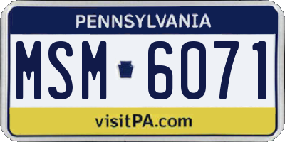 PA license plate MSM6071