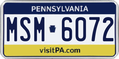 PA license plate MSM6072