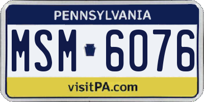 PA license plate MSM6076