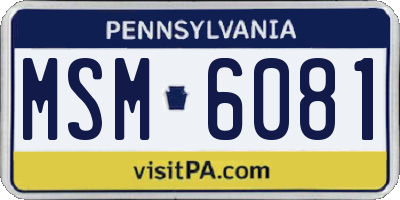 PA license plate MSM6081