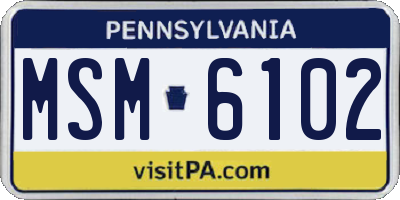 PA license plate MSM6102