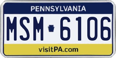 PA license plate MSM6106