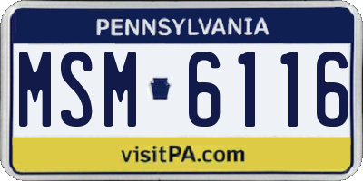 PA license plate MSM6116