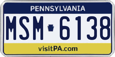 PA license plate MSM6138