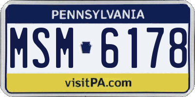 PA license plate MSM6178