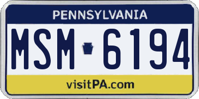 PA license plate MSM6194
