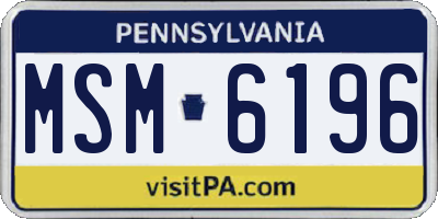 PA license plate MSM6196