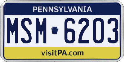 PA license plate MSM6203