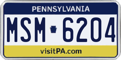 PA license plate MSM6204