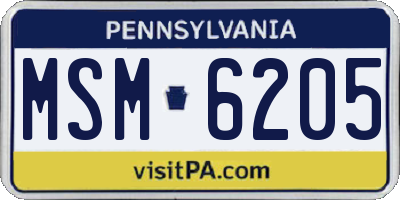 PA license plate MSM6205