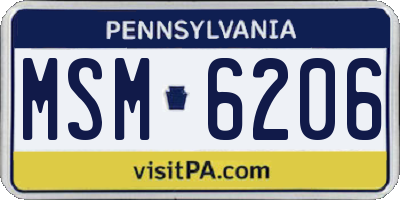 PA license plate MSM6206