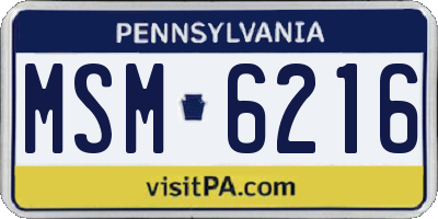 PA license plate MSM6216