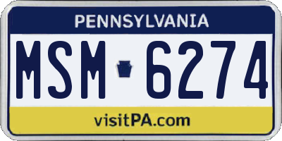 PA license plate MSM6274