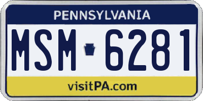 PA license plate MSM6281