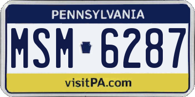 PA license plate MSM6287