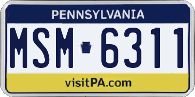 PA license plate MSM6311