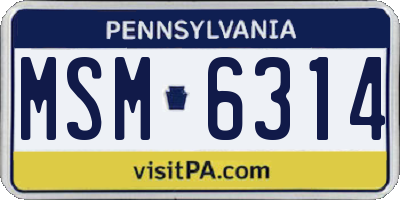 PA license plate MSM6314
