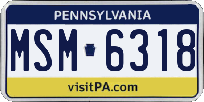 PA license plate MSM6318