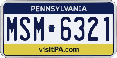 PA license plate MSM6321