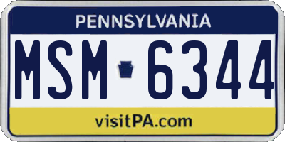 PA license plate MSM6344