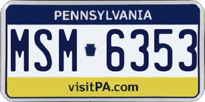 PA license plate MSM6353