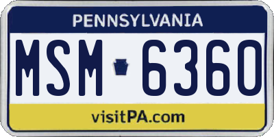 PA license plate MSM6360
