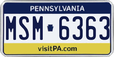 PA license plate MSM6363