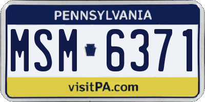 PA license plate MSM6371