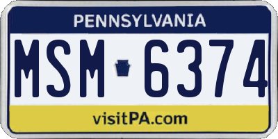PA license plate MSM6374