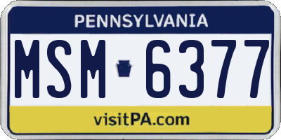 PA license plate MSM6377