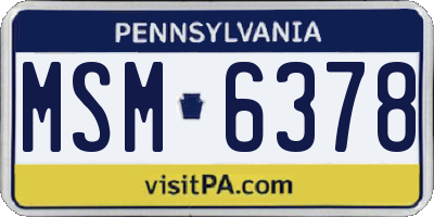 PA license plate MSM6378