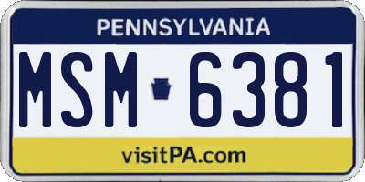 PA license plate MSM6381