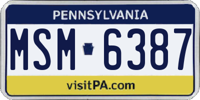 PA license plate MSM6387