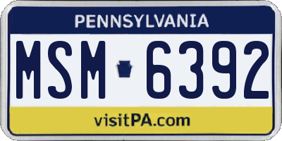 PA license plate MSM6392