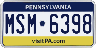 PA license plate MSM6398