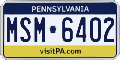 PA license plate MSM6402