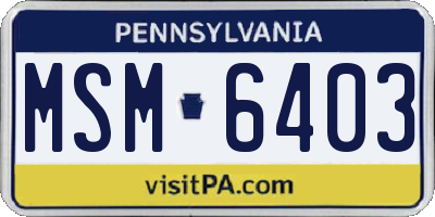 PA license plate MSM6403