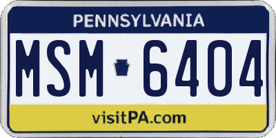 PA license plate MSM6404