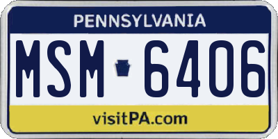PA license plate MSM6406
