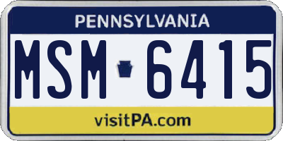 PA license plate MSM6415