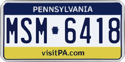 PA license plate MSM6418