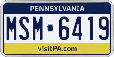 PA license plate MSM6419