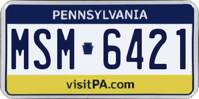 PA license plate MSM6421