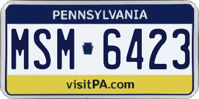 PA license plate MSM6423