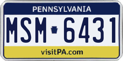PA license plate MSM6431