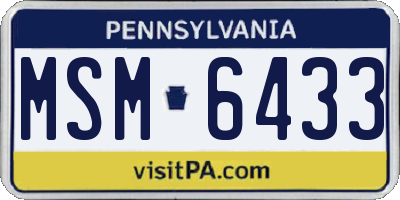 PA license plate MSM6433